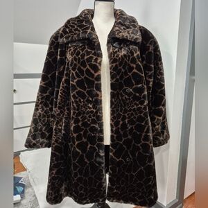 Chic Express Vintage Faux Fur Animal Print Coat